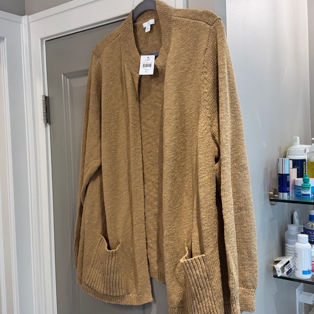 J. Jill Open Front Knit Cardigan in Camel